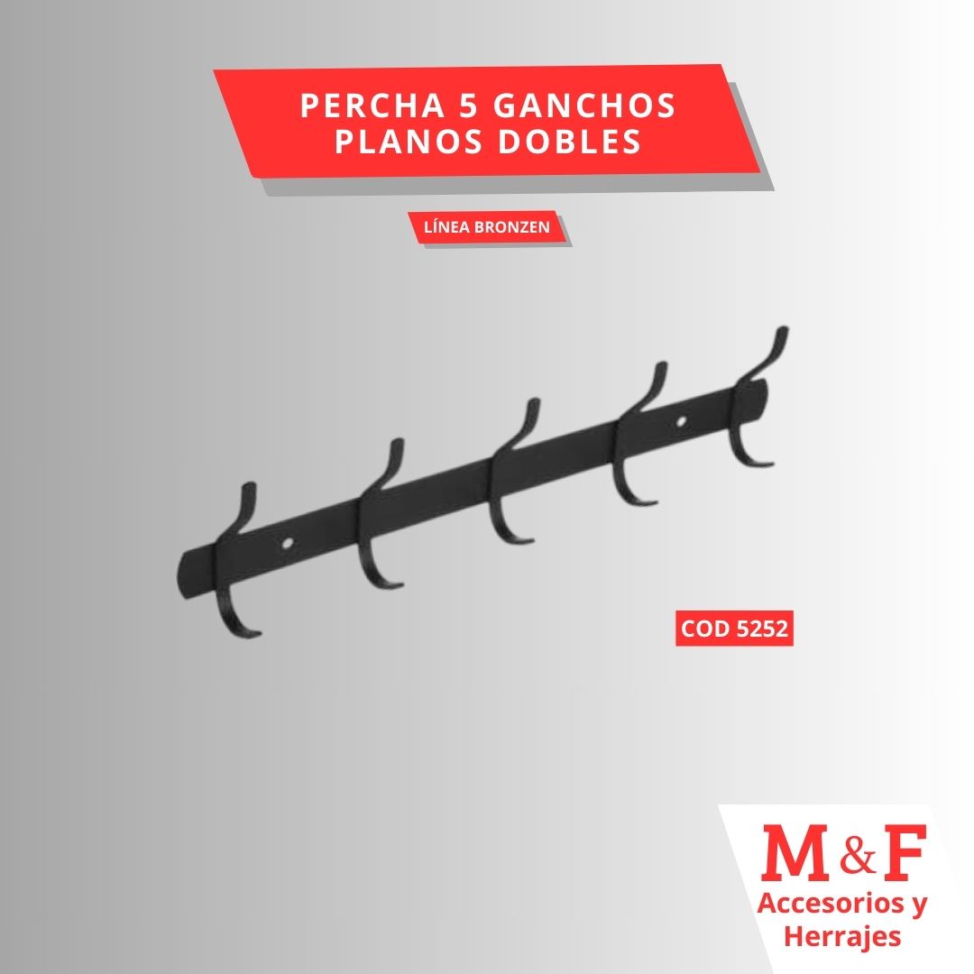 Percha 5 Ganchos Planos Dobles 